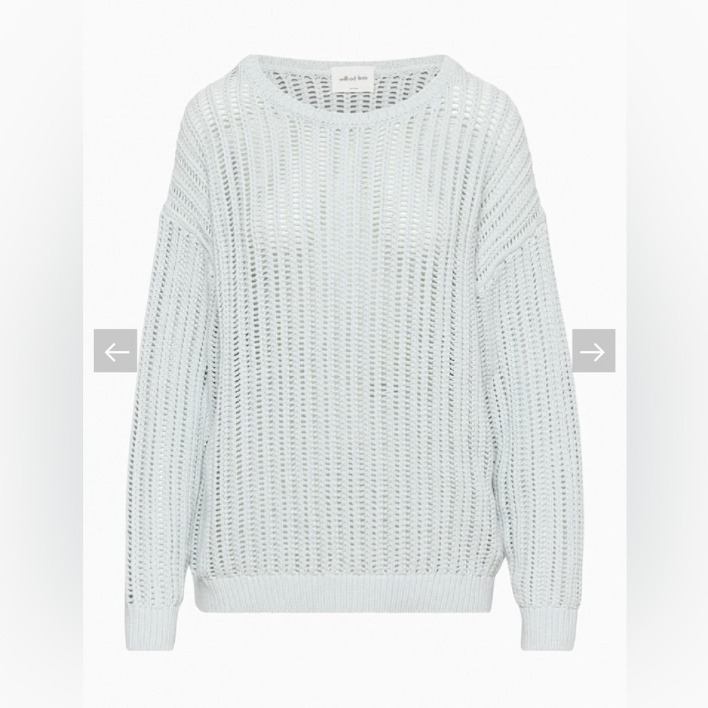 BNWT Wilfred Afterglow Sweater Glacier Blue Knit Crew Nck Sweater Cotton Medium - Picture 5 of 15